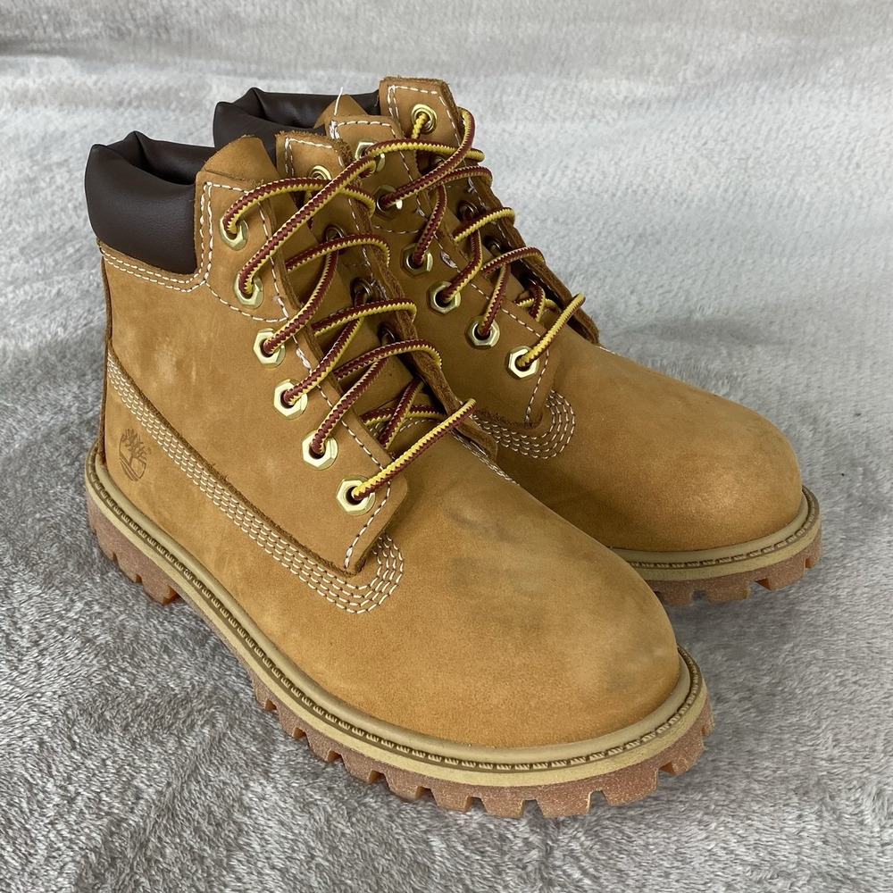 Timberland Premium 6 inch Kids Boys Boots Size 12 Wheat Nubuck Waterproof NEW